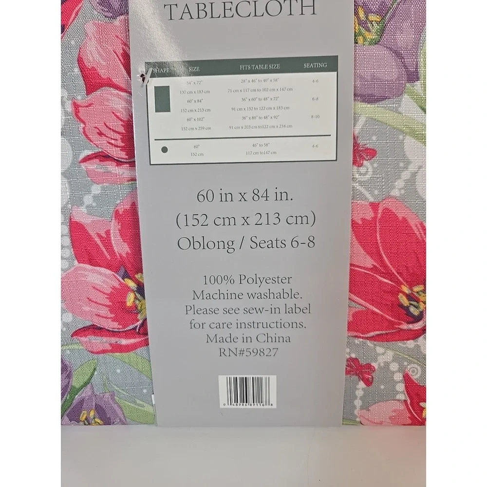 Spring Tablecloth 60×84 Inch Flowers‎ Floral Washable Table Cover